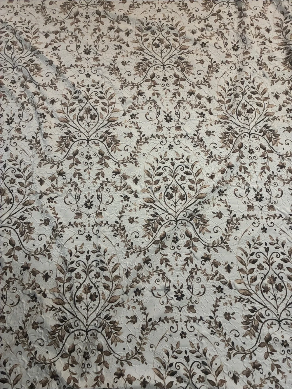 Neutral Cream and Brown Floral Vine Shower Curtain